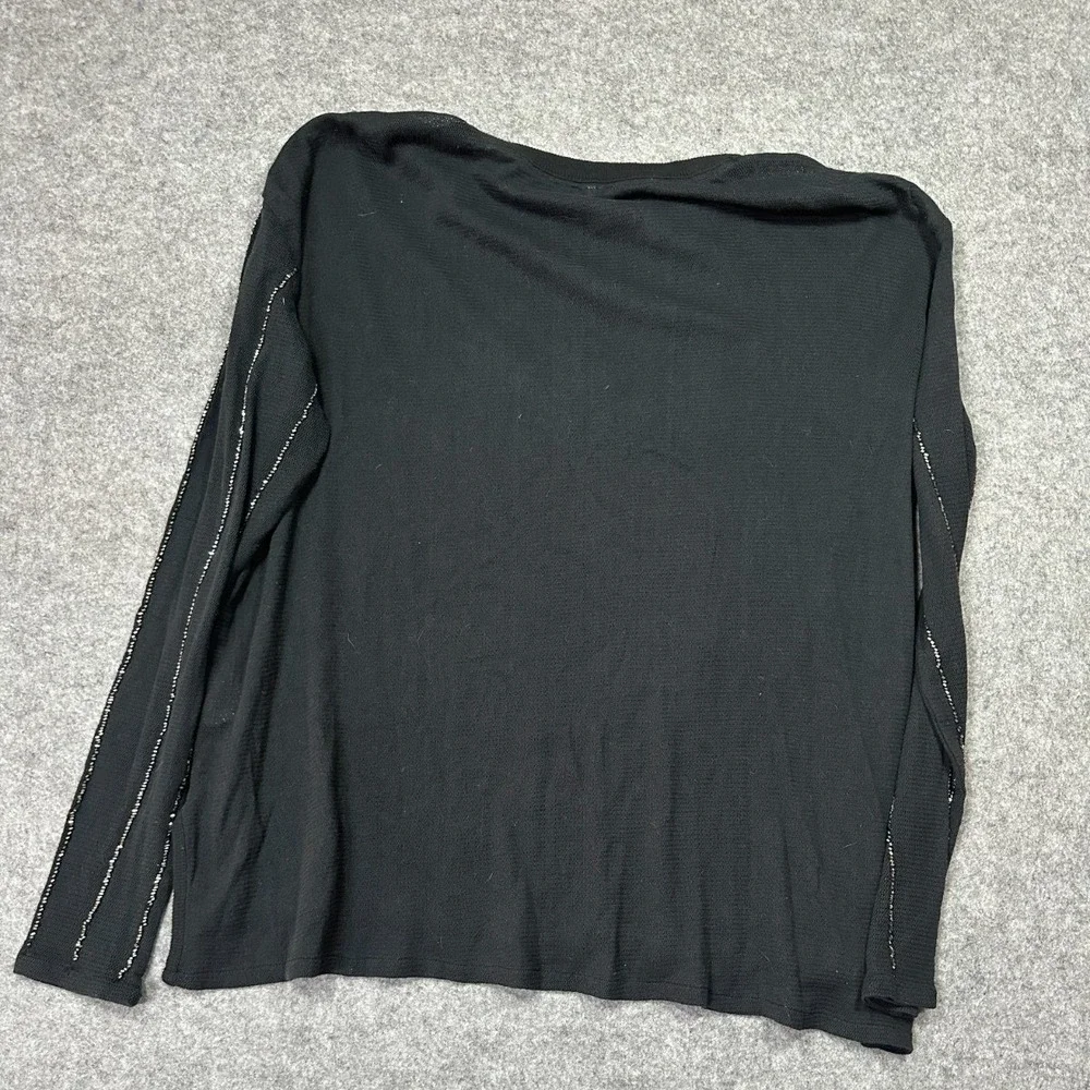 Free People Diamond Night Top Womens M Black Embellished Relaxed Fit Side Slit